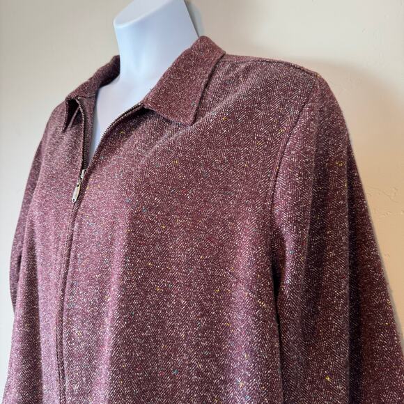 CJ Banks Burgundy Tweed Zip Shacket Academia Size 2X - Picture 7 of 11